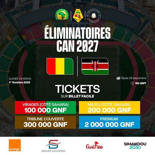 Prix billets Guinée-Kenya