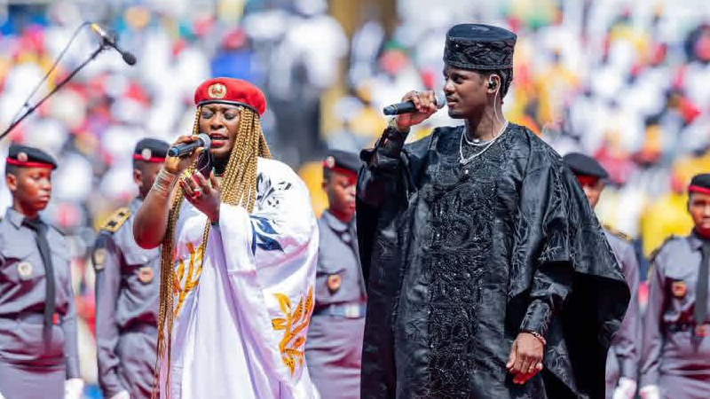 Sia Tolno et Black M lors de la cérémonie d’investiture