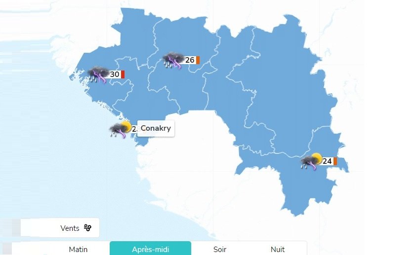 Météo : des averses et des orages attendus ce mercredi en Guinée